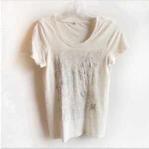 J. Crew Factory t-shirt ivory silver embroidery